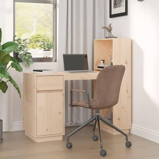 vidaXL Desk 110x53x117 cm Solid Wood Pine - Brown