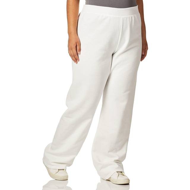 Hanes Women's EcoSmart Open Bottom Leg Sweatpants White Small