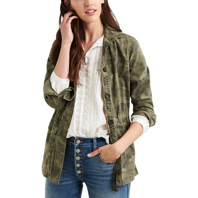 Lucky Brand womens Long Sleeve Button Up Camo Printed Utility Jacket