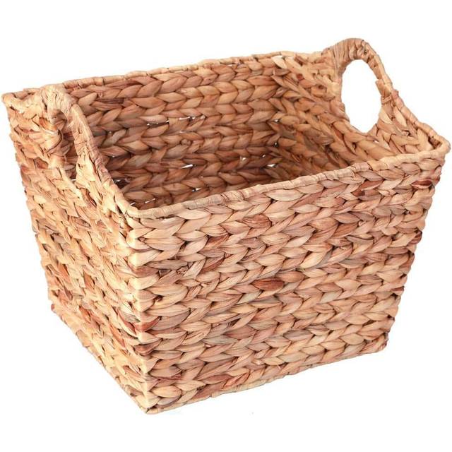 Vintiquewise QI003362.L 11.5 x 17 x 14 in. Water Hyacinth Rectangular Wicker Storage Baskets with Cutout Handles, Brown - Large