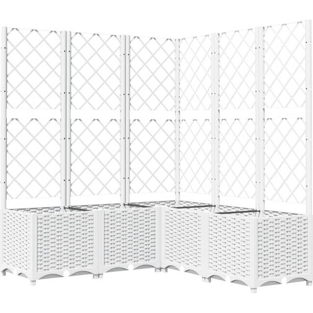 vidaXL Garden Planter with Trellis Black 120x120x136 cm PP