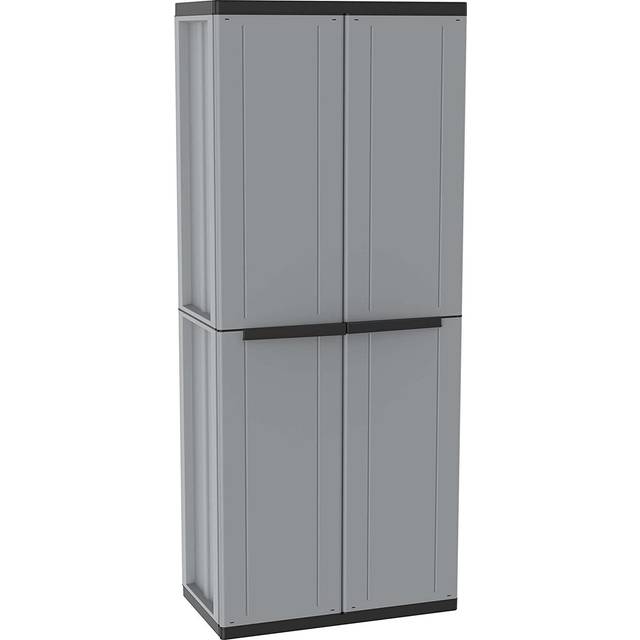 Terry, Jline 368, 2 Door Cabinet with 1 Internal Shelving and 4 Shelves. Color: Gray, Material: Plastic, Dimensions: 68x37.5x163.5 cm