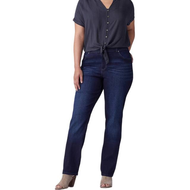 Lee Women's Size Relaxed Fit Straight Leg Jean  Black Onyx  24 Plus