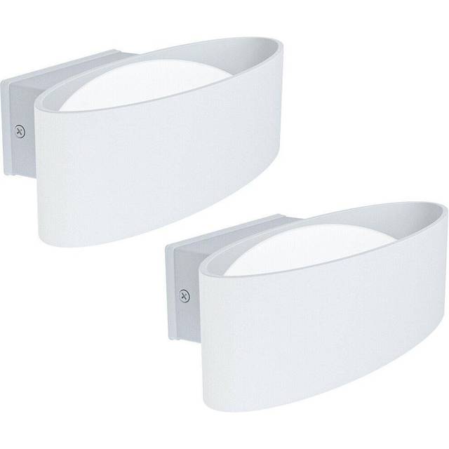 2 PACK IP44 Outdoor Wall Light White Aluminium & Steel 10W LED Porch Lamp