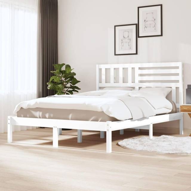 vidaXL Bed Frame without Mattress White Solid Wood Pine 120x200 cm