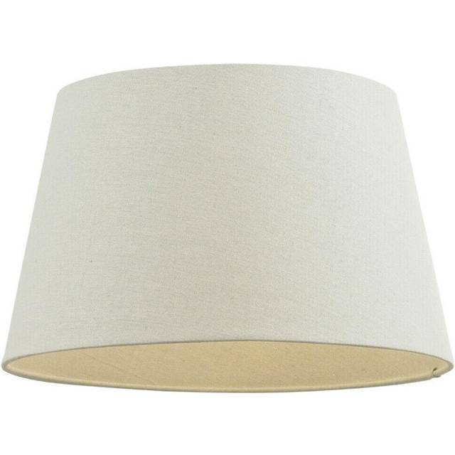 "18"" Inch Round Tapered Drum Lamp Shade Ivory Linen Fabric Cover Simple Elegant"