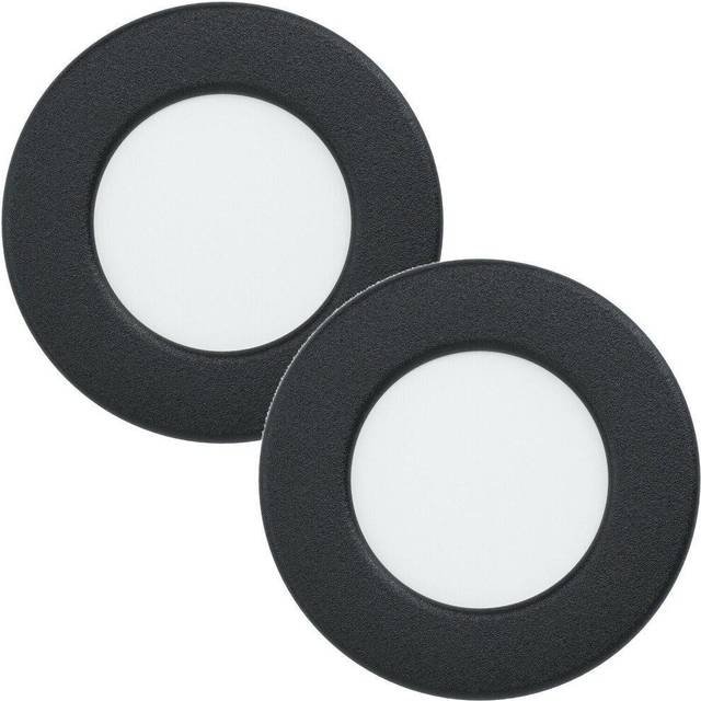 2 PACK Wall / Ceiling Flush Downlight Black Round Spotlight 2.7W Built in LED