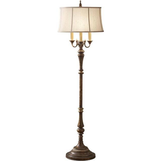 4 Bulb Floor Lamp Desert Linen Fabric Shade Cambridge Crackle Led E27 60w