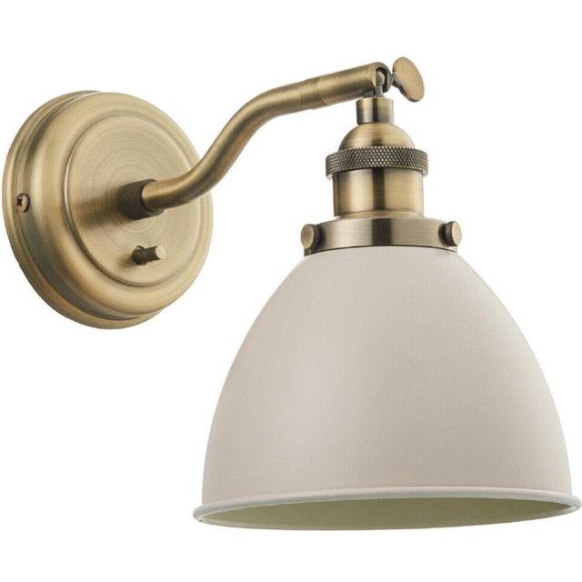 Adjustable Industrial Wall Light Brass & Grey Shade Vintage Arm Lamp Fitting