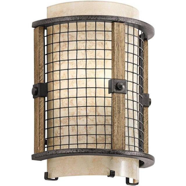 Wall Light Mesh Surrounds Mica Glass Shade Rustic Style Anvil Iron LED E14 60W