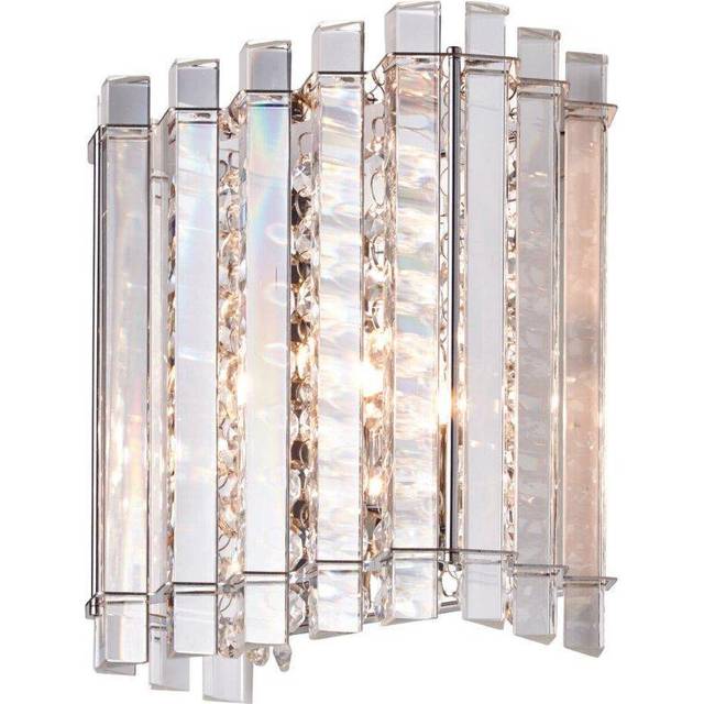 Glass Wall Light Clear Crystal & Chrome Plate 28W G9 Dimmable Living Room