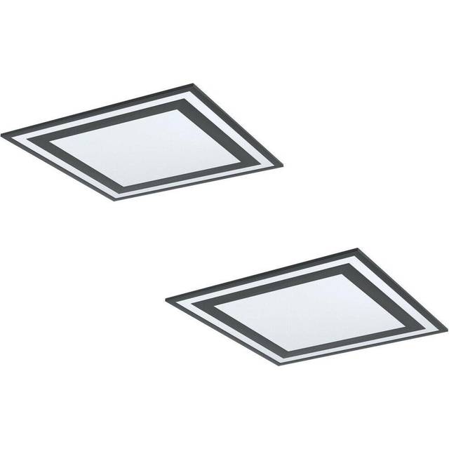 2 pack wall / ceiling light black modern 595mm square slim panel 36w led