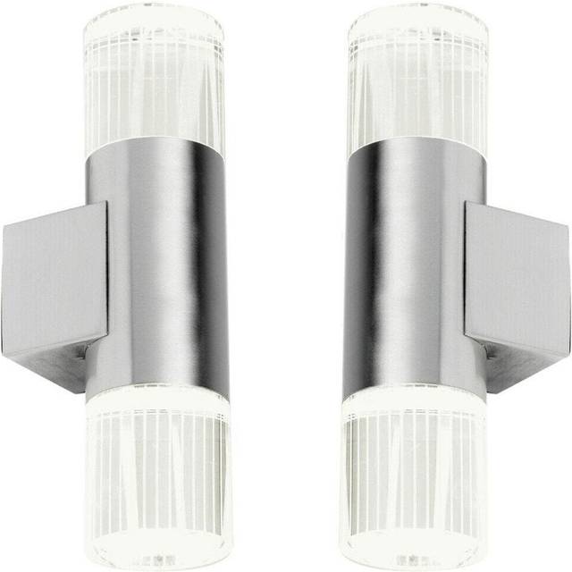 2 PACK IP44 Accent LED Light Steel Double Glass Up Down Wall Lamp Porch Garden