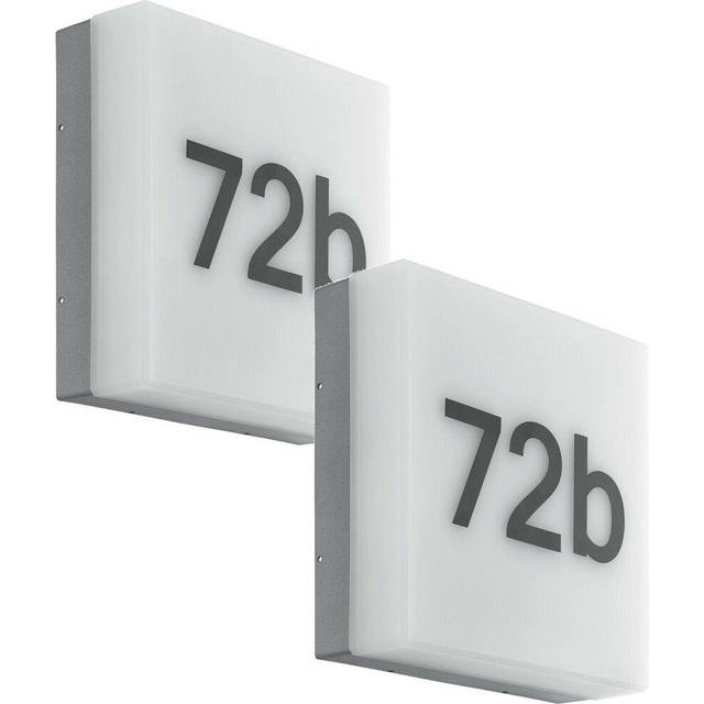 2 PACK IP44 Outdoor Wall Light Anthracite House Number 8.2W LED Porch Lamp
