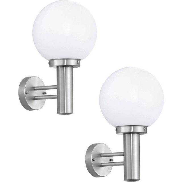 2 PACK IP44 Outdoor Wall Light Stainless Steel Orb Shade 60W E27 Porch Lamp