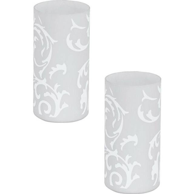 2 PACK Table Lamp Colour Shade White Printed Glass In Line Switch E14 1x60W