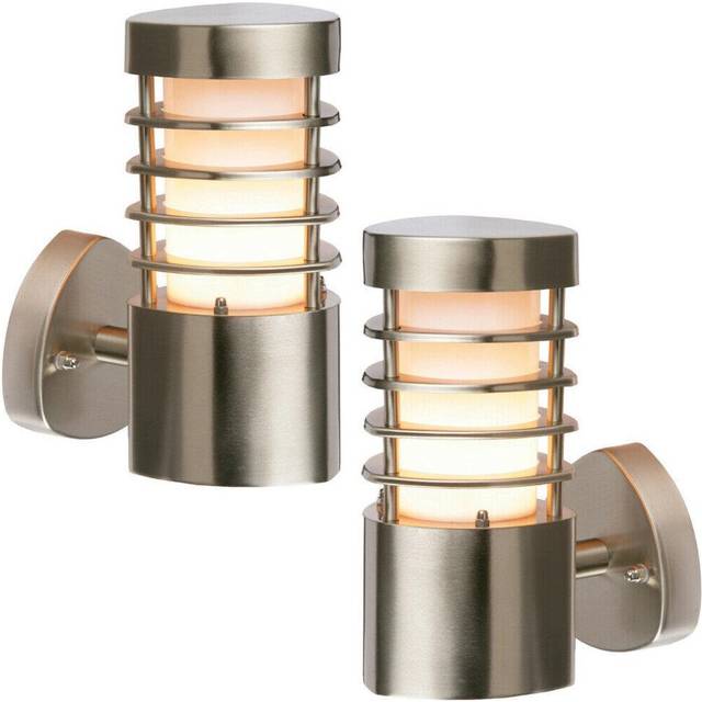 2 PACK IP44 Outdoor Wall Light Stainless Steel Open Lantern Traditional Porch