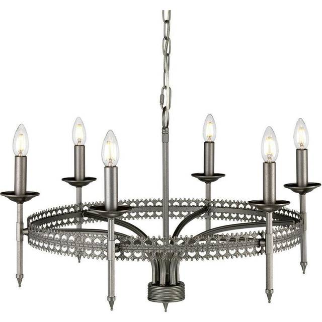 6 Bulb Chandelier Hanging Pendant LIght Iron Gate LED E14 60W Bulb