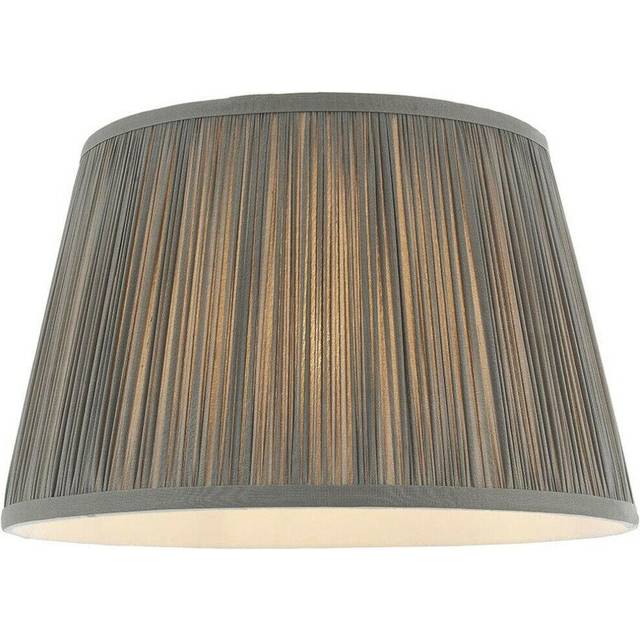"12"" Elegant Round Tapered Drum Lamp Shade Charcoal Gathered Pleated Silk Cover"