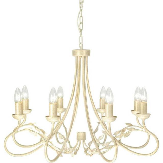 8 Bulb Chandelier Hanging Pendant LIght Ivory Gold LED E14 60W Bulb