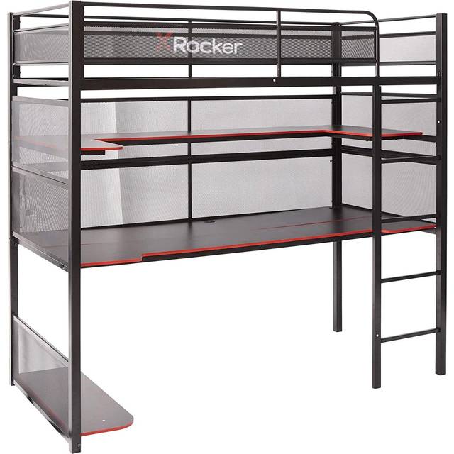Battlestation High Sleeper Loft Bed Bed with Built-in-Desk by X Rocker - Black