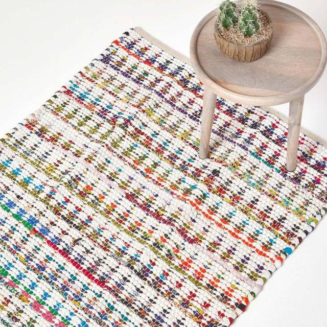 Handwoven Multi Coloured 100% Cotton Diamond Chindi Rug, 160 x 230 cm