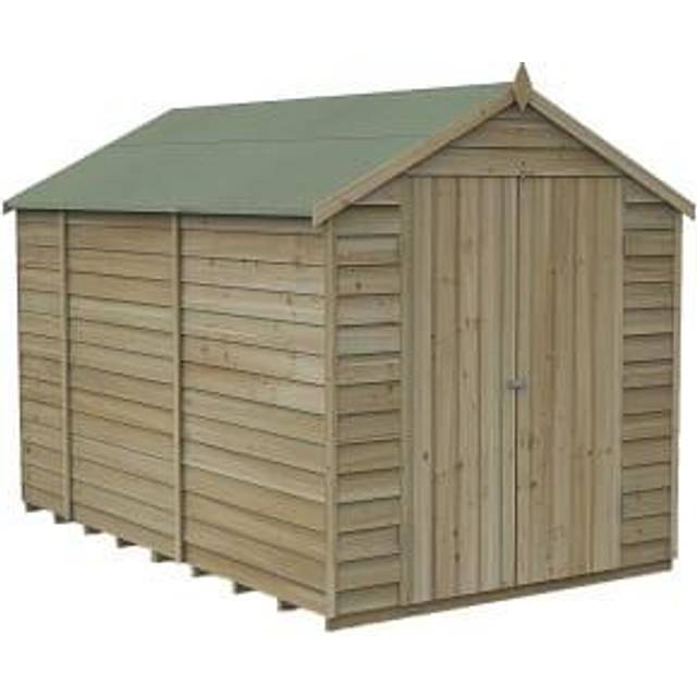 Forest Garden 6x10 Forest 4Life Overlap Windowless Apex Shed with Double Doors - 6 x 10 Forest 4Life Overlap Windowless Apex Wooden Shed with Double Doors - With In