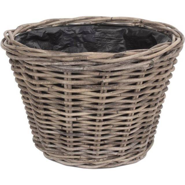 Tapered Rattan Round Planter with Plastic Lining - Large