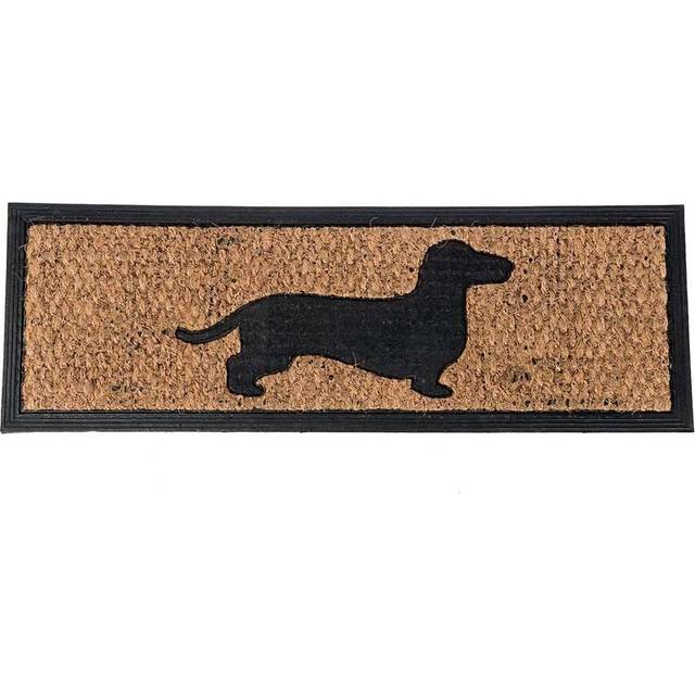 Homescapes Black Dog Silhouette Non-Slip Coir Doormat