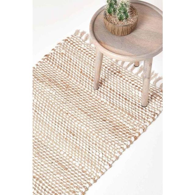 Homescapes Horizon Neutral Chevron Hemp Chindi Hall Runner, 66 x 200 cm - Natural