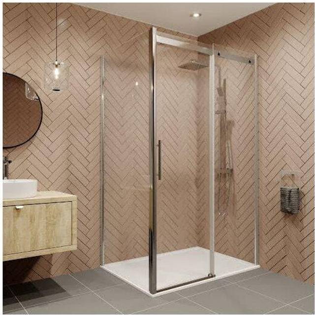 1400mmx700mm Frameless Sliding Shower Door Side Panel 8mm Safety Glass Bathroom