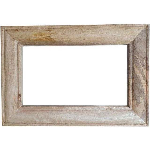 60 x 41 cm Wooden Wall Mounted Mirror Vertical Horizontal Natural