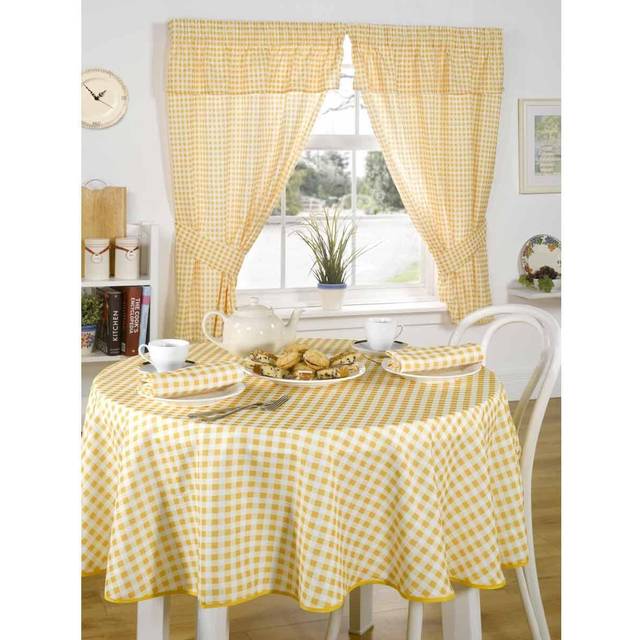 Molly Gingham rutigt kök pennveckgardiner, citron, 117 x 122 cm