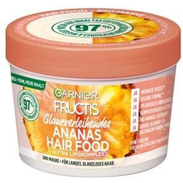 2-pack Garnier Fructis hårbehandling ananas hårmat 3-i-1 mask glänsande hår 2 x 400 ml