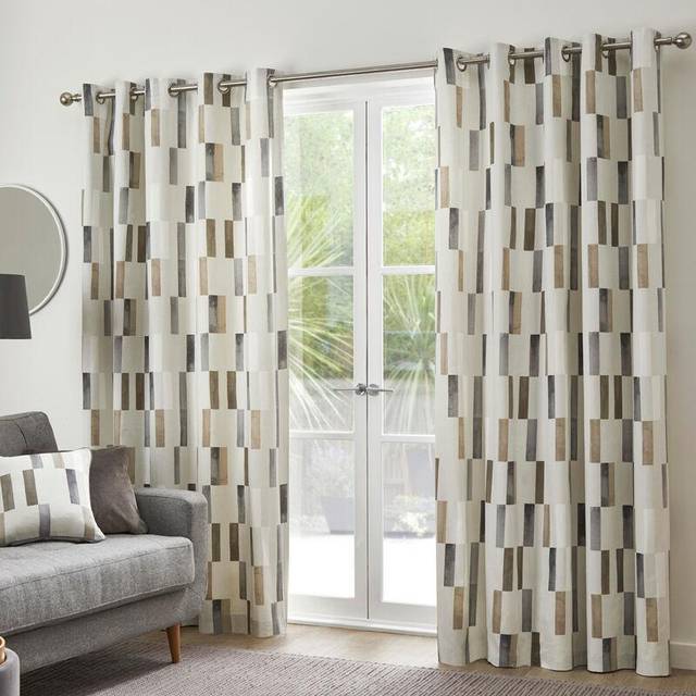 Fusion Eyelet Semi Sheer Curtains Natural 229 x 229 cm