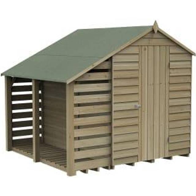 Forest Garden 5x7 Forest 4Life Overlap Windowless Apex Shed with Lean to - 5 x 7 Forest 4Life Overlap Windowless Apex Wooden Shed with Lean to - With Installation o