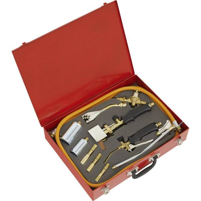 14pc Premium Propane Torch Set - Soldering Iron Jet & Heating Nozzles & Hose