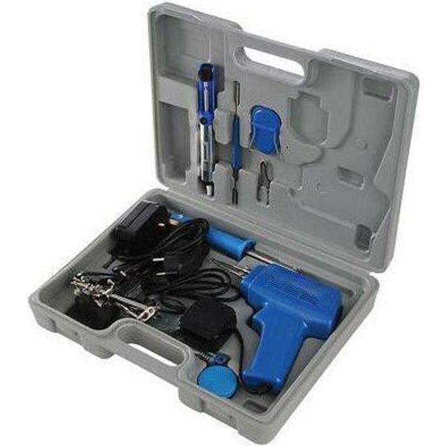 9 Piece Electric Soldering Kit 100W Gun 30W Iron Wire Stand Case Sucker