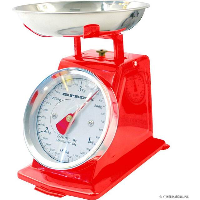 3kg Red Mechanical Kitchen Scales Traditional Retro Scales With Bowl