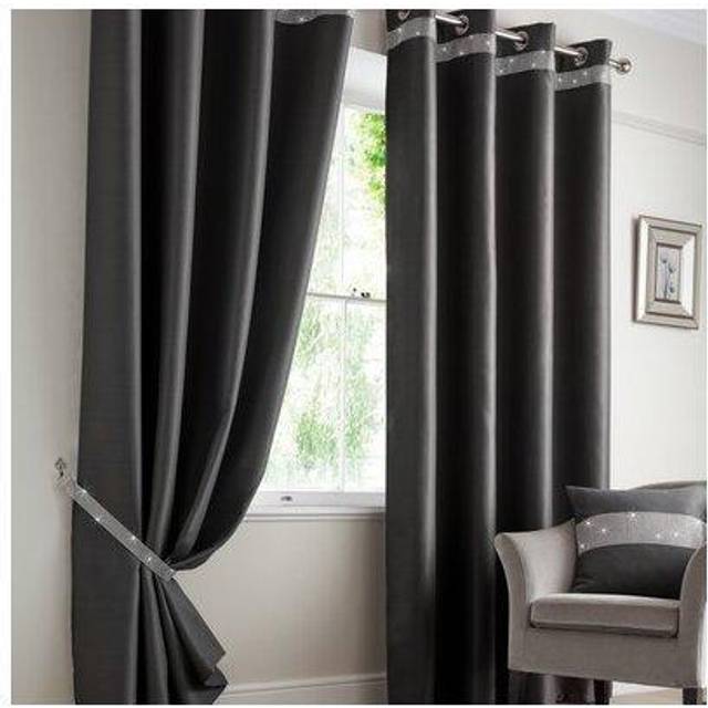 Palace Diamante Ring Top Blackout Curtains - Silver - 229cm width x 229cm drop