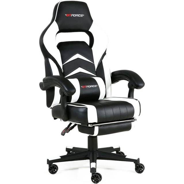 Gtforce Turbo Reclining Sports Racing Gaming Office Desk Pc Car Faux Leather Chair (white), White