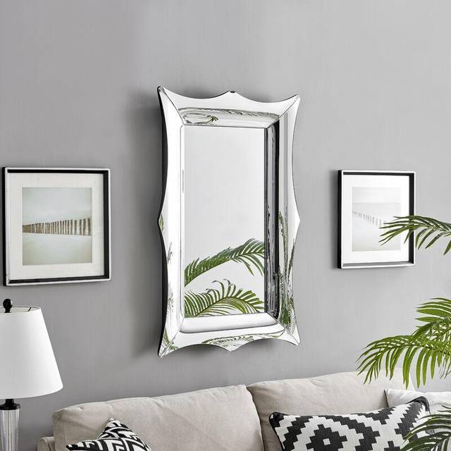 Ava Curved Frame Rectangular Wall Mirror - Silver