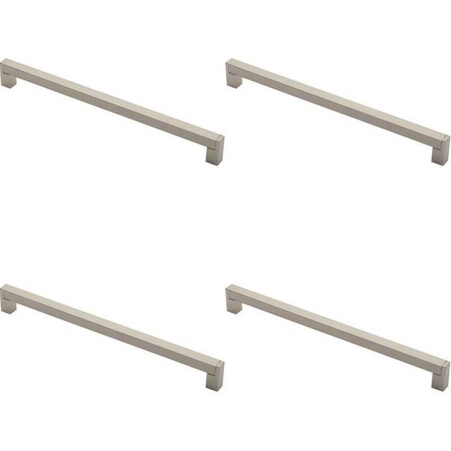 4x Square Section Bar Pull Handle 335 x 15mm 320mm Fixing Centres Satin Nickel