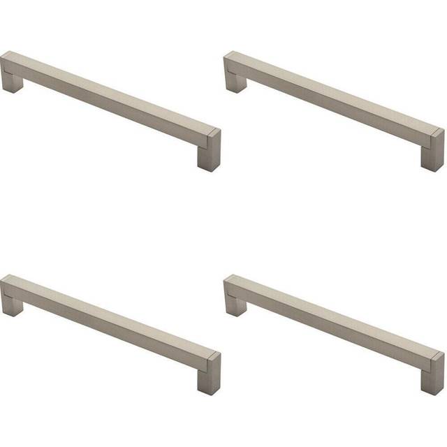 4x Square Section Bar Pull Handle 239 x 15mm 224mm Fixing Centres Satin Nickel