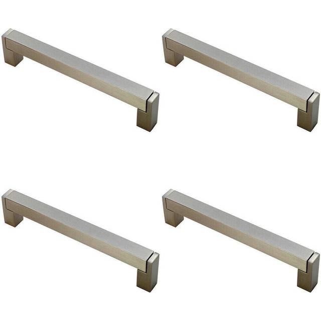 4x Square Section Bar Pull Handle 207 x 15mm 192mm Fixing Centres Satin Nickel