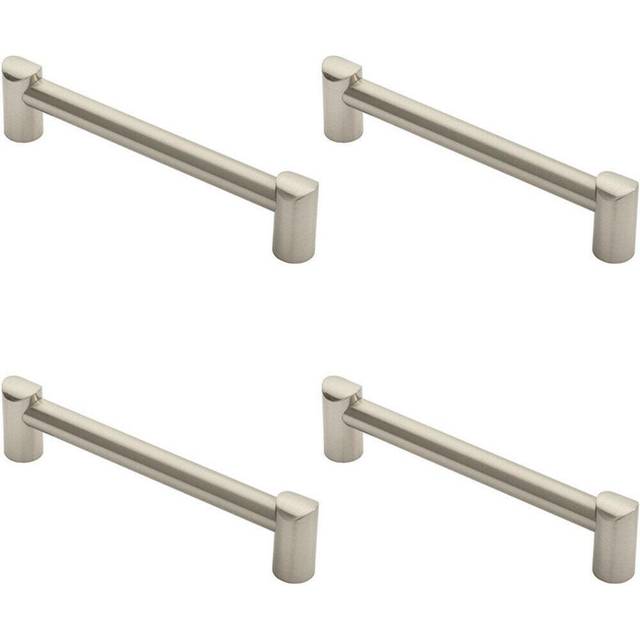4x Round Tube Pull Handle 180 x 16mm 160mm Fixing Centres Satin Nickel