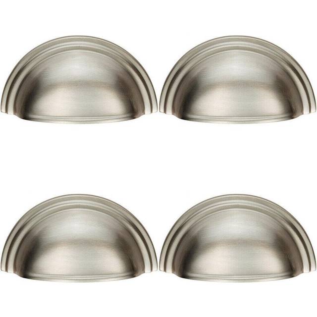 4x Victorian Cup Pull Handle Polished Nickel 92 x 46mm 76mm Fixing Centres