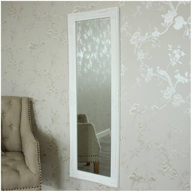 Tall / Long White Ornate Wall / Leaner Mirror 47cm x 142cm Material: Mirrors/Leaner Mirrors