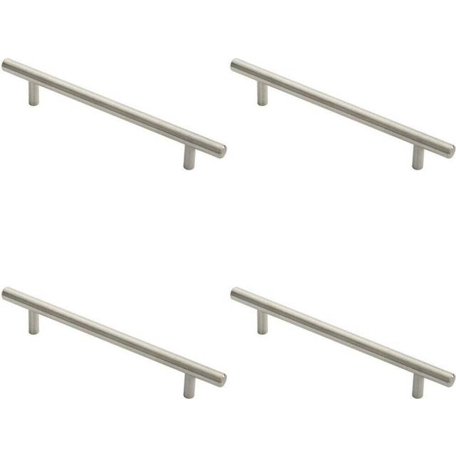 4x Round T Bar Pull Handle 178 x 10mm 128mm Fixing Centres Stainless Steel