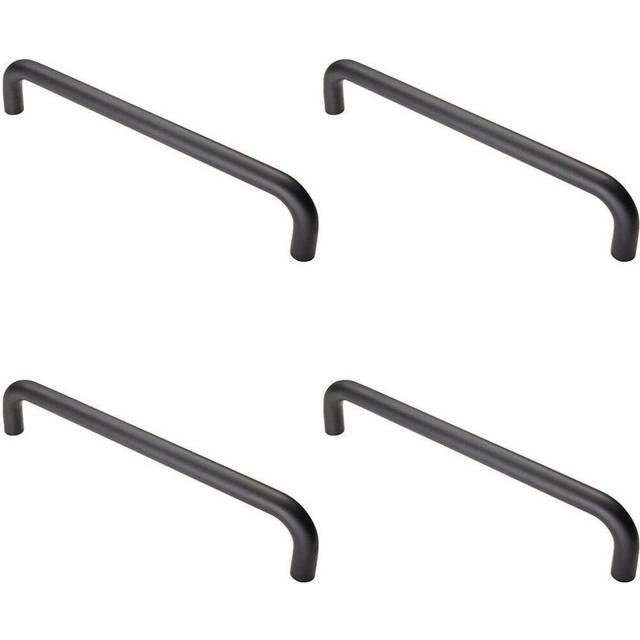 4x Round D Bar Pull Handle 319 x 19mm 300mm Fixing Centres Matt Black